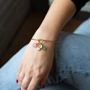 Pastel Synthetic Stone Charm Bangle