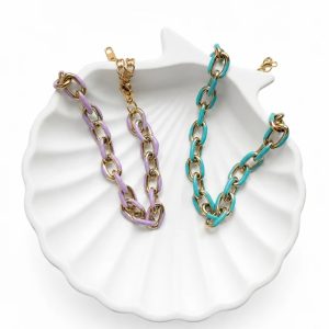 Pastel Enamel Link Chain Bracelet